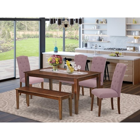 East West Furniture 6 Piece Capri Dining Set - Mahogany CACE6-MAH-10